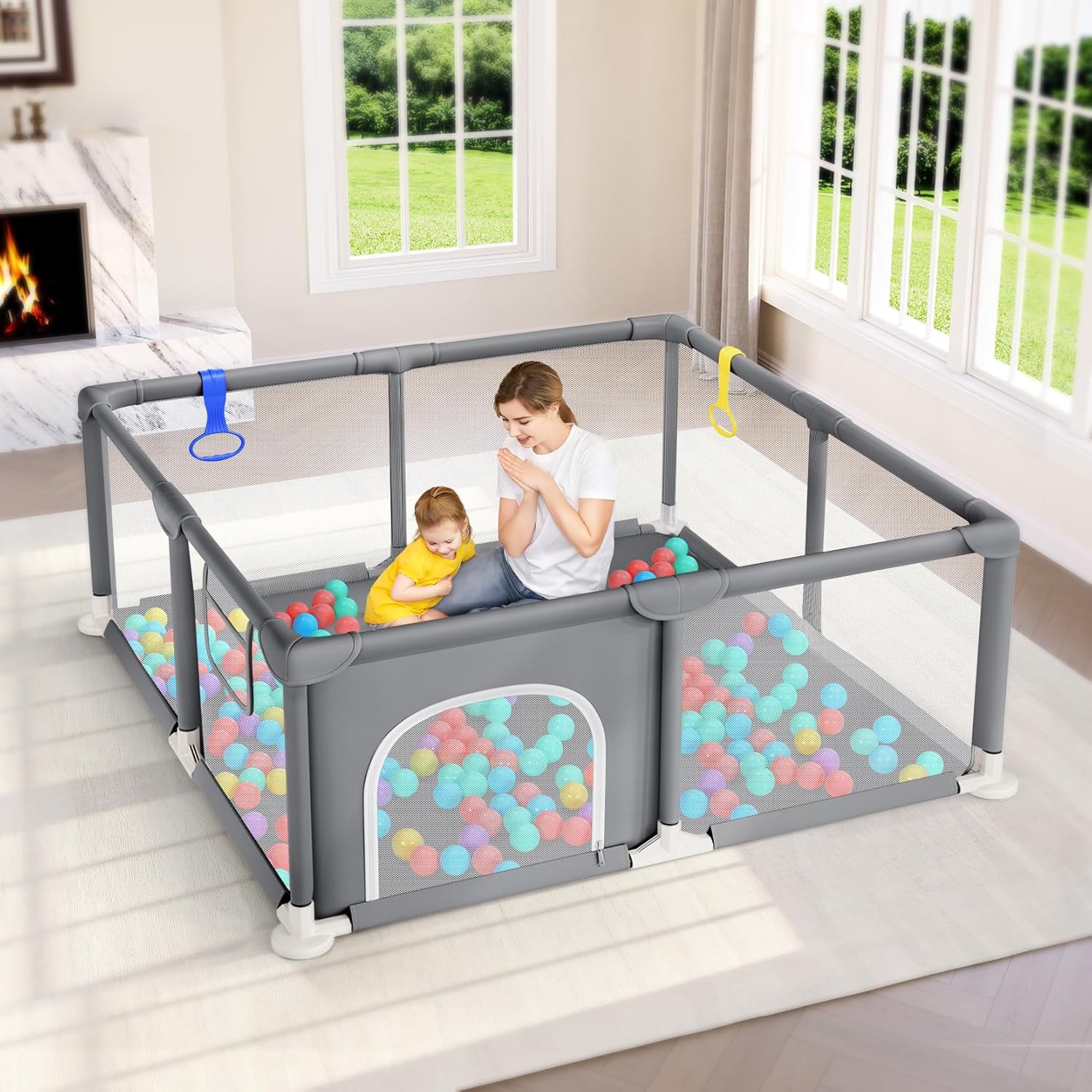 Dripex Baby Playpen — 47" × 47", Grey